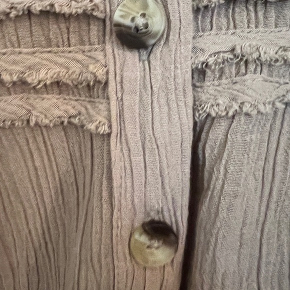 Free People Stars Lace Crochet Embellished Button Down Shirt Top Brown Beige M - Picture 7 of 11